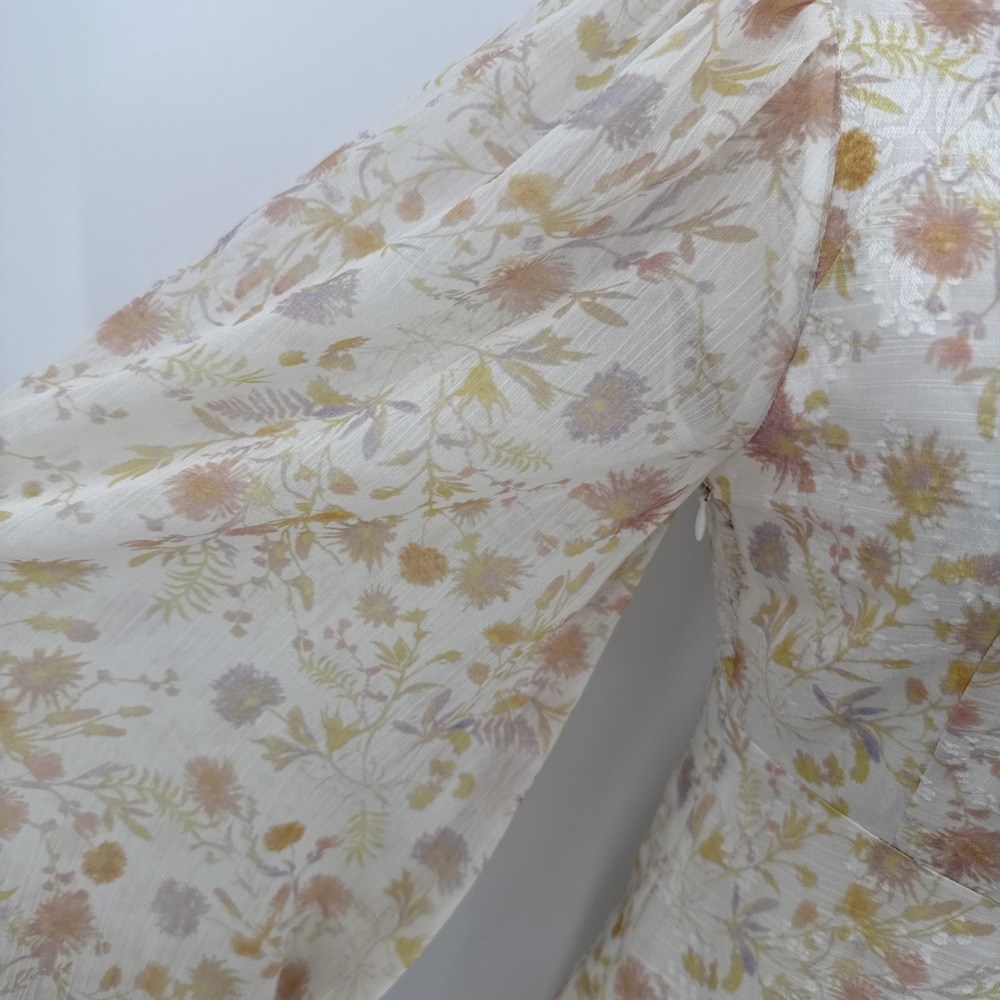 Petite Studio NYC Womens Floral Sheer Sleeve Cottage Dress Size XS Midi NEW - Picture 3 of 16